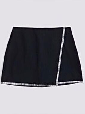 NEW Abercrombie High Rise Wrap Mini Skort Black Crystal Embellished - Size XS